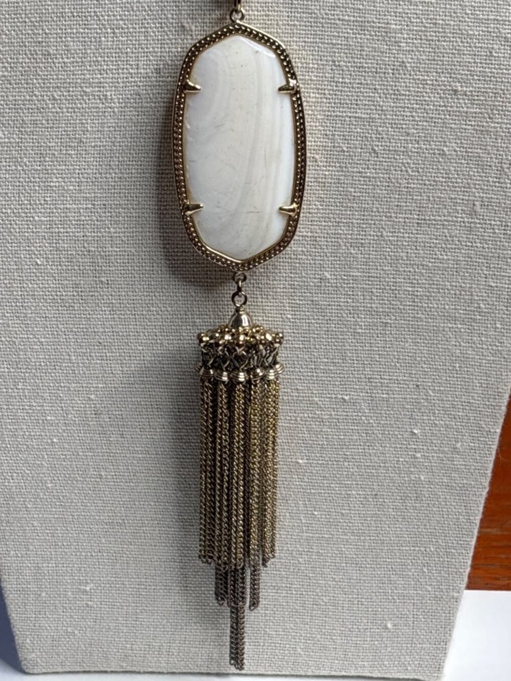 Vintage Kendra Scott  White Tassel Pendant Necklace Marked